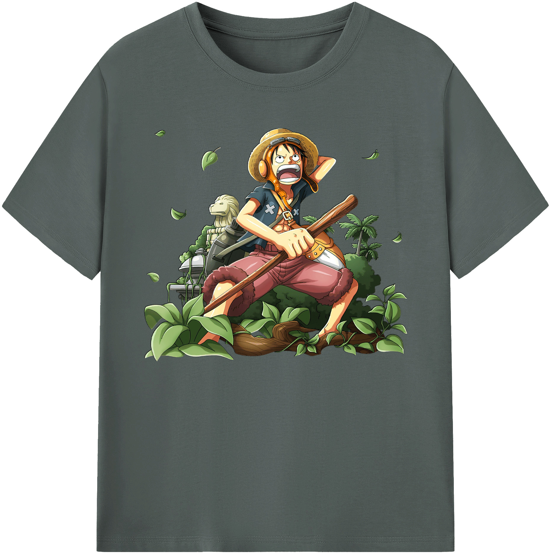 ワンピース モンキー・D・ルフィ ONE PIECE Monkey D. Luffy 綿100％ メンズ半袖Tシャツ｜肌触りやわらか＆通気性